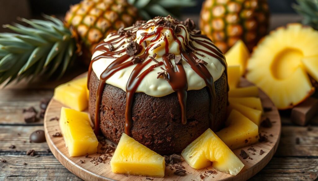 chocolate poke cake with pineapple